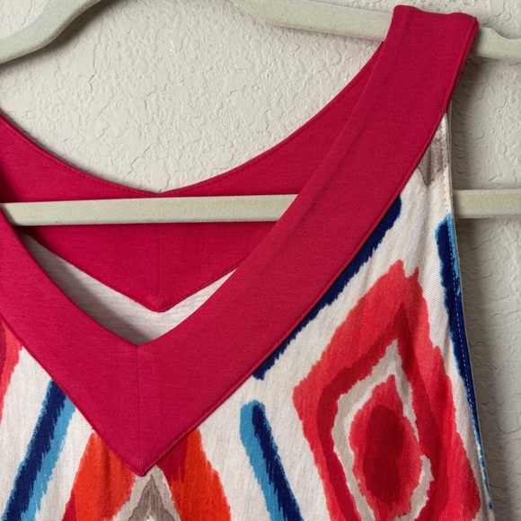 Chico's NEW Ikat Maxi Dress Multicolor Sleeveless V-Neckline Soft Stretchy Knit - Picture 3 of 14
